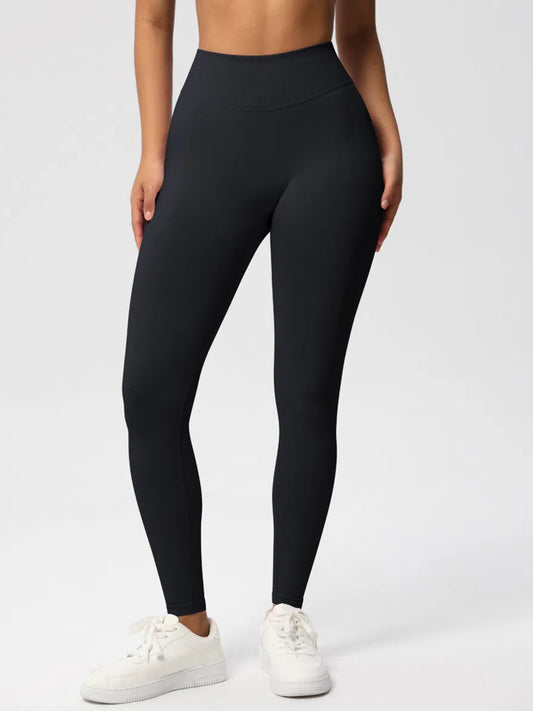 Sexy High Elastic Women's Solid Tights High Waist Workout Yoga Leggings, Scrunch Butt Lifting Elastic Pants, Tummy Control Butt Lifting Workout Yoga Athletic Pants