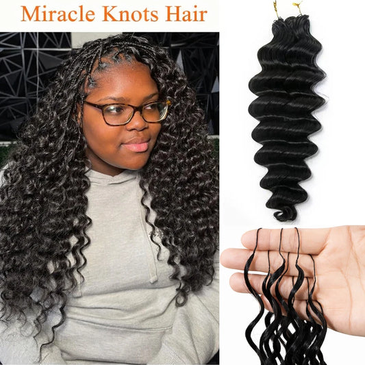Pre-divided Bulk Hair for Braiding Deep Wave Crochet Human Hair Knotless Miracle Knots Hair Extensions Boho Braids Invisible