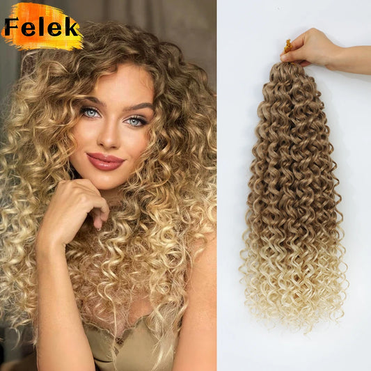 Ombre Brown GoGo Curl Braiding Hair Extensions Burgundy Synthetic Water Wave Crochet Braids For Women 18 22 Inch Red Afro Curls