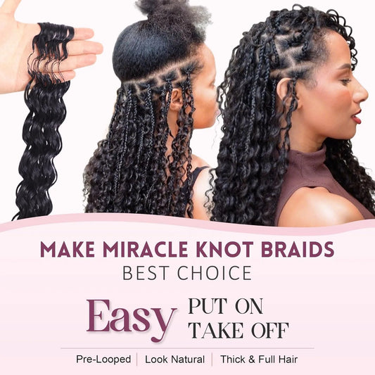 Pre-divided Bulk Hair for Braiding Deep Wave Crochet Human Hair Knotless Miracle Knots Hair Extensions Boho Braids Invisible