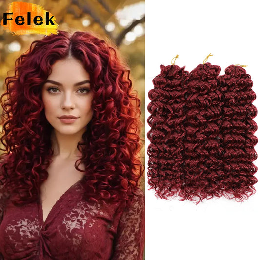 Ombre Brown GoGo Curl Braiding Hair Extensions Burgundy Synthetic Water Wave Crochet Braids For Women 18 22 Inch Red Afro Curls