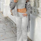 Casual Solid Color Slim Fit Two-piece Pants Set, Short Sleeved Round Neck T-shirt And Tight Flared Pants Sports Pants Clothing, Women's Clothing