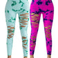 2 Pack New Style Hollow-Out Tie-Dye High-Waisted Tummy-Control Yoga Pants