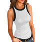 New Solid Color Printed Round Neck Vest For Women