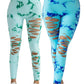 2 Pack New Style Hollow-Out Tie-Dye High-Waisted Tummy-Control Yoga Pants