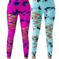 2 Pack New Style Hollow-Out Tie-Dye High-Waisted Tummy-Control Yoga Pants