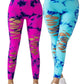 2 Pack New Style Hollow-Out Tie-Dye High-Waisted Tummy-Control Yoga Pants