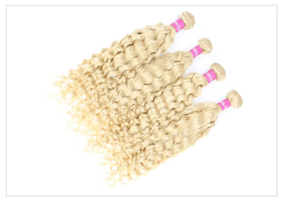 613 Blonde Deep Wave Vietnamese Curly Human Hair Bundles 28 30 32 Inch 1 2 3 Bundle Deals 100% Virgin Remy Hair Weave Extensions