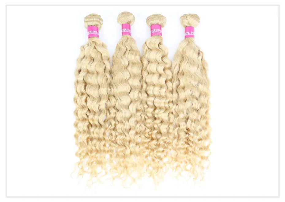 613 Blonde Deep Wave Vietnamese Curly Human Hair Bundles 28 30 32 Inch 1 2 3 Bundle Deals 100% Virgin Remy Hair Weave Extensions