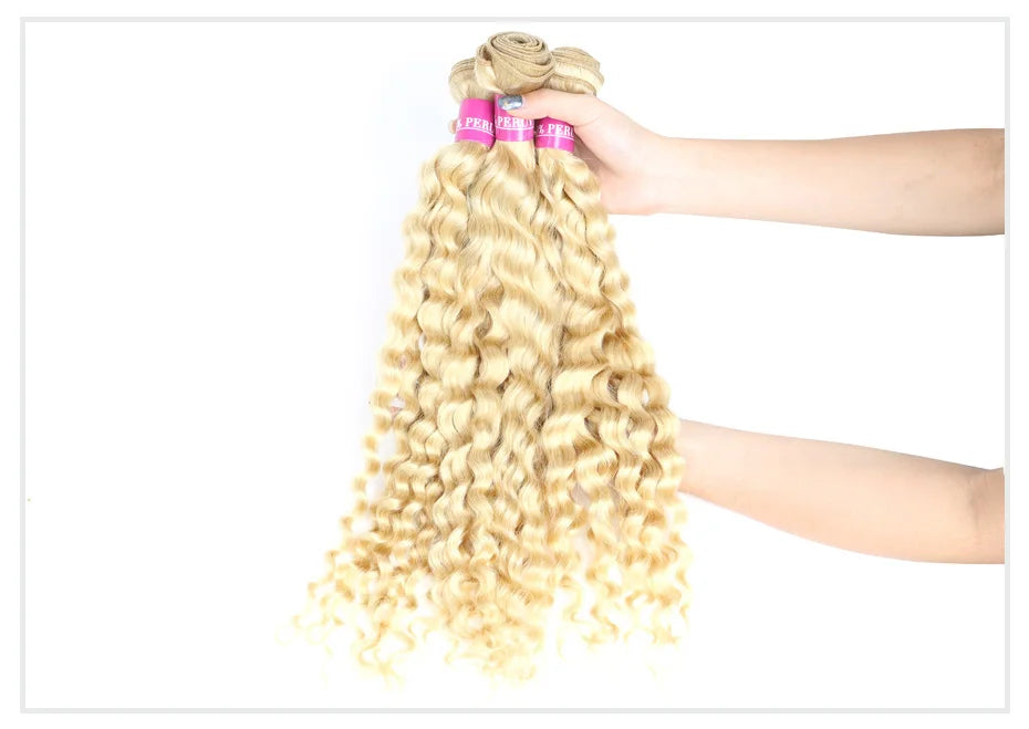 613 Blonde Deep Wave Vietnamese Curly Human Hair Bundles 28 30 32 Inch 1 2 3 Bundle Deals 100% Virgin Remy Hair Weave Extensions