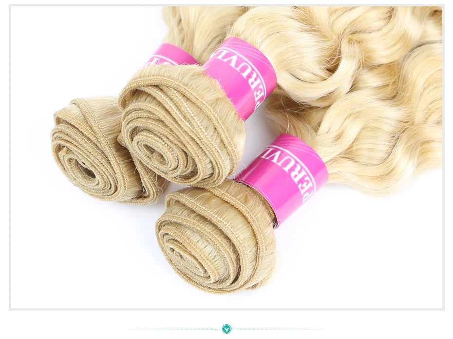 613 Blonde Deep Wave Vietnamese Curly Human Hair Bundles 28 30 32 Inch 1 2 3 Bundle Deals 100% Virgin Remy Hair Weave Extensions