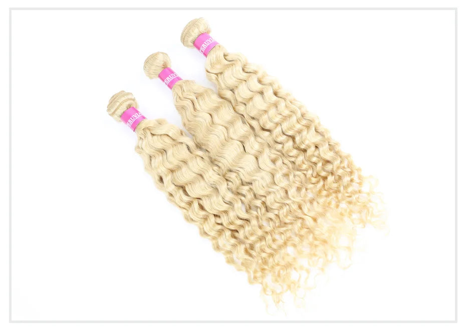 613 Blonde Deep Wave Vietnamese Curly Human Hair Bundles 28 30 32 Inch 1 2 3 Bundle Deals 100% Virgin Remy Hair Weave Extensions