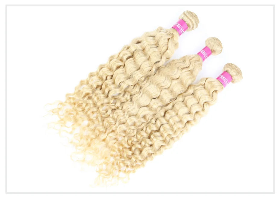 613 Blonde Deep Wave Vietnamese Curly Human Hair Bundles 28 30 32 Inch 1 2 3 Bundle Deals 100% Virgin Remy Hair Weave Extensions