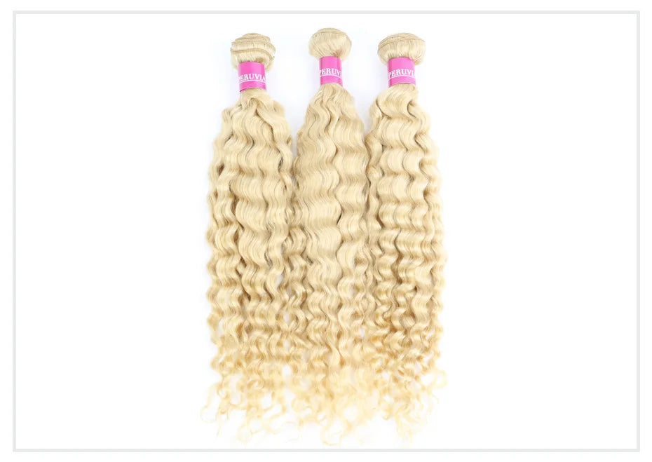 613 Blonde Deep Wave Vietnamese Curly Human Hair Bundles 28 30 32 Inch 1 2 3 Bundle Deals 100% Virgin Remy Hair Weave Extensions