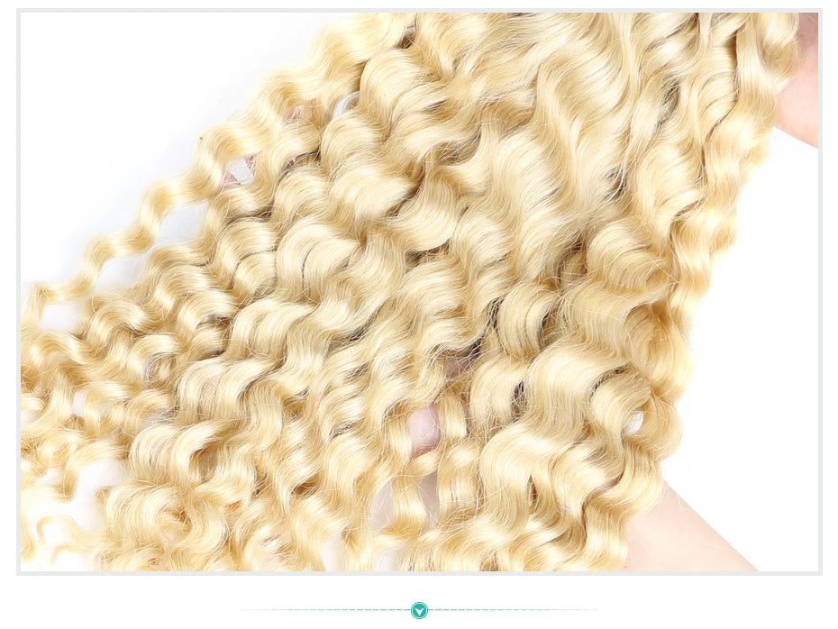 613 Blonde Deep Wave Vietnamese Curly Human Hair Bundles 28 30 32 Inch 1 2 3 Bundle Deals 100% Virgin Remy Hair Weave Extensions