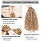 #27 Burmese Kinky Curly Feather Crochet Hair Extensions Honey Blonde Color Knotless Curly Human Hair Pre Separated For Women