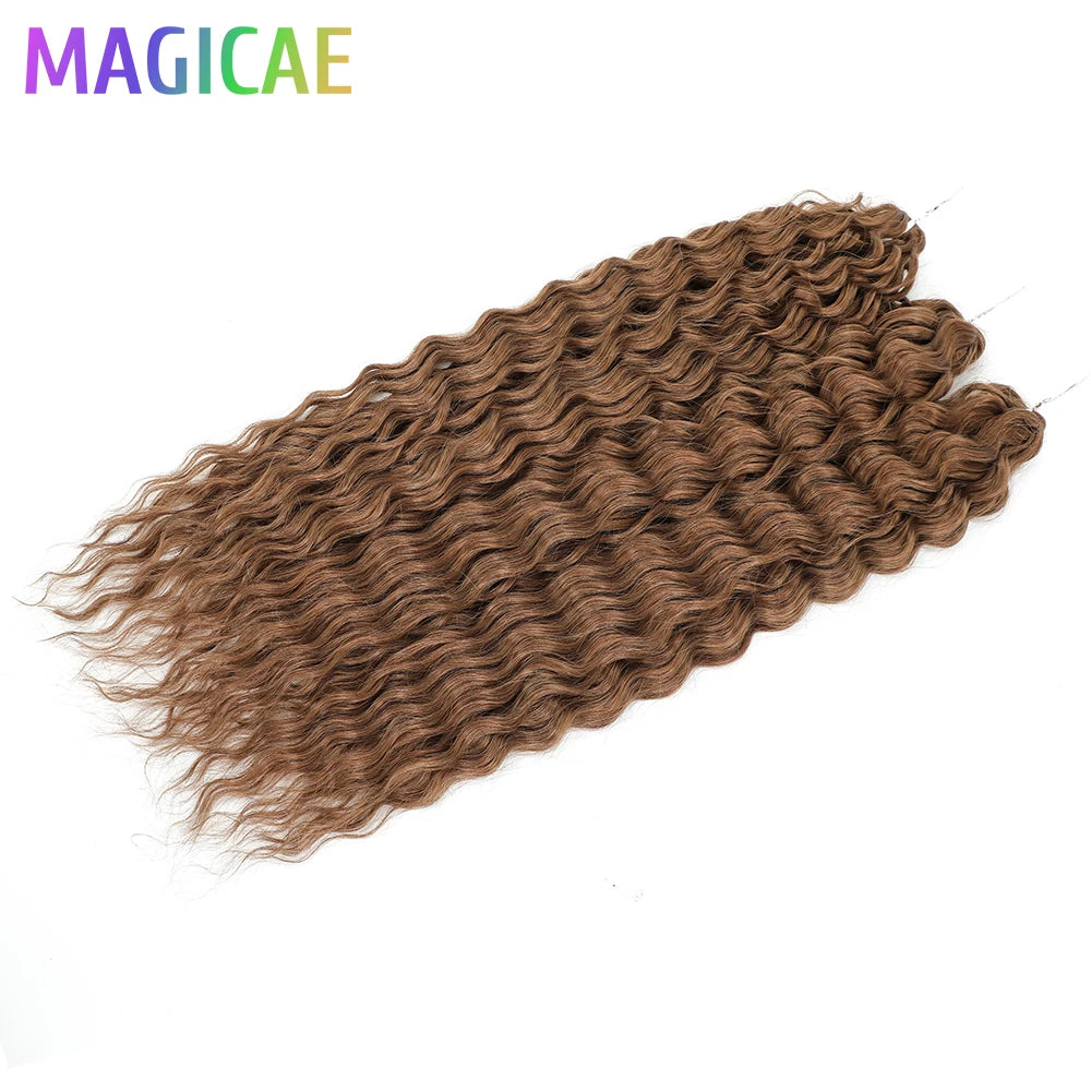 Magicae 3Pcs 300Grams 24Inches Ariel Deep Water Twist Crochet Braids Curly Hair Piano Blond P12/16/613 Brown6# Grey 58# Bundles