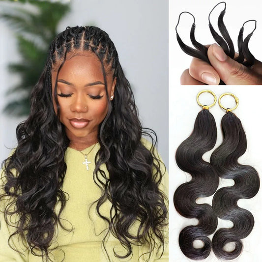 Body Wave Crochet Pre-Separated Human Hair For Women Extensions Knotless With Invisible String Reusable Feather Crochet Hair