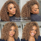 Honey Blonde Feather Crochet Human Hair Extensions Knotless Pre-Separated Pixie Curl Small Spirals Curly Crochet Hair for Boho