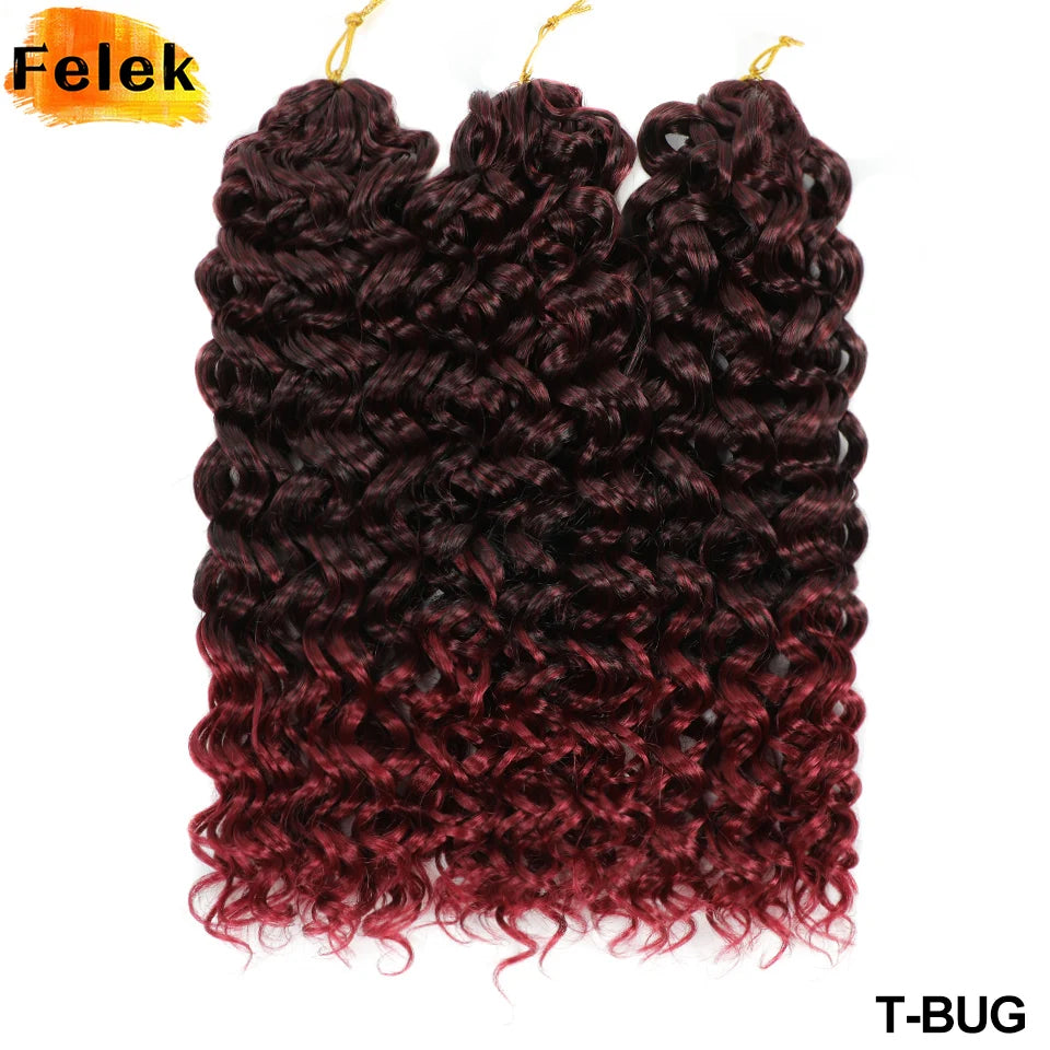 Ombre Brown GoGo Curl Braiding Hair Extensions Burgundy Synthetic Water Wave Crochet Braids For Women 18 22 Inch Red Afro Curls