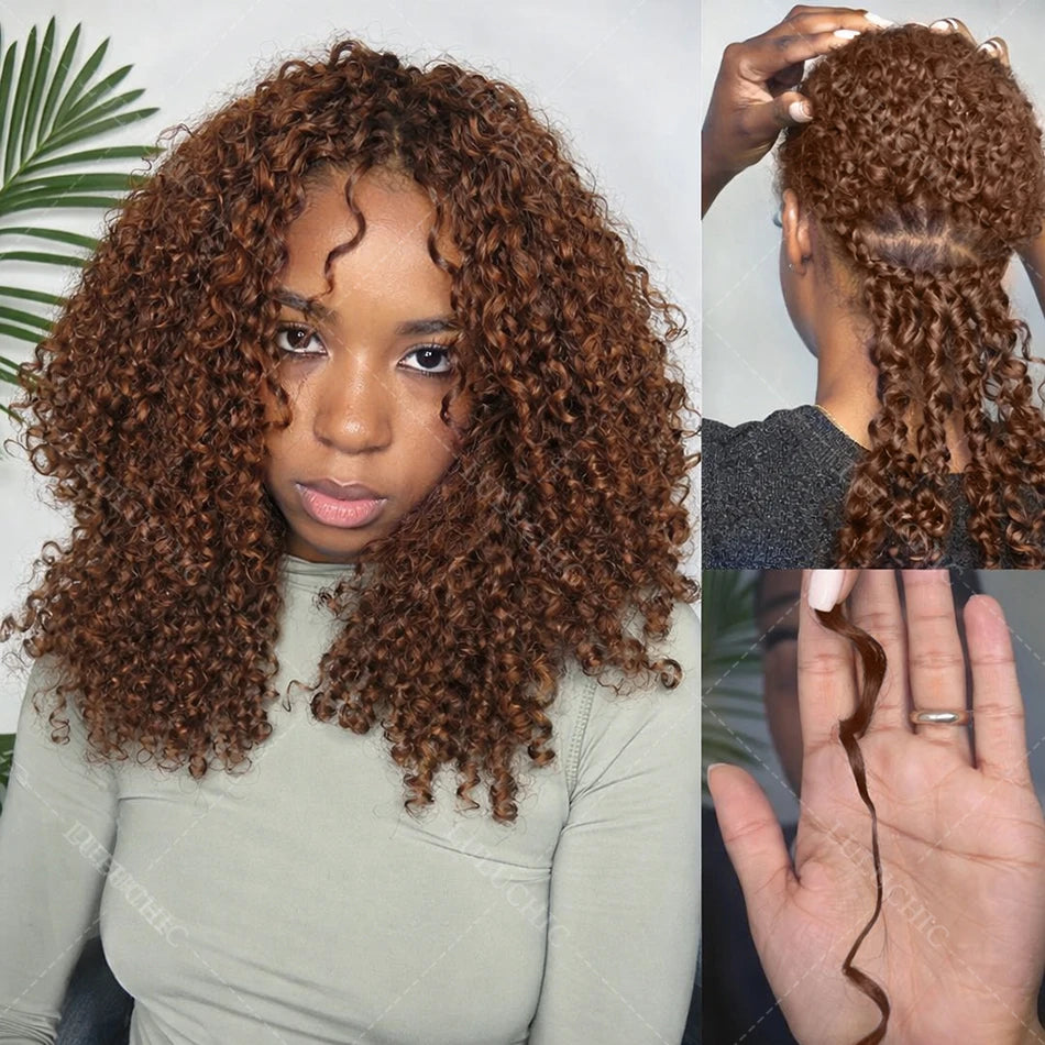 12A Dark Brown Feather Crochet Human Hair Extension For Braid Kinky Curly PreSeparated Knotless Small Spirals Curly Crochet Hair