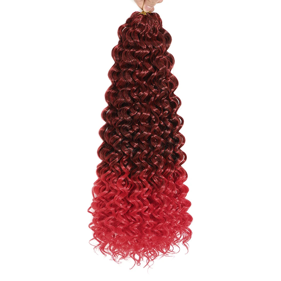 Ombre Brown GoGo Curl Braiding Hair Extensions Burgundy Synthetic Water Wave Crochet Braids For Women 18 22 Inch Red Afro Curls