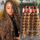 NABI Highlight Honey Blonde Deep Wave Hair Bundles No Weft for Boho Braids  Human Hair Extension Bundles for Boho Braiding