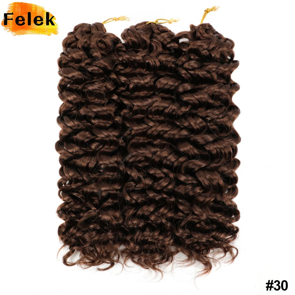 Ombre Brown GoGo Curl Braiding Hair Extensions Burgundy Synthetic Water Wave Crochet Braids For Women 18 22 Inch Red Afro Curls