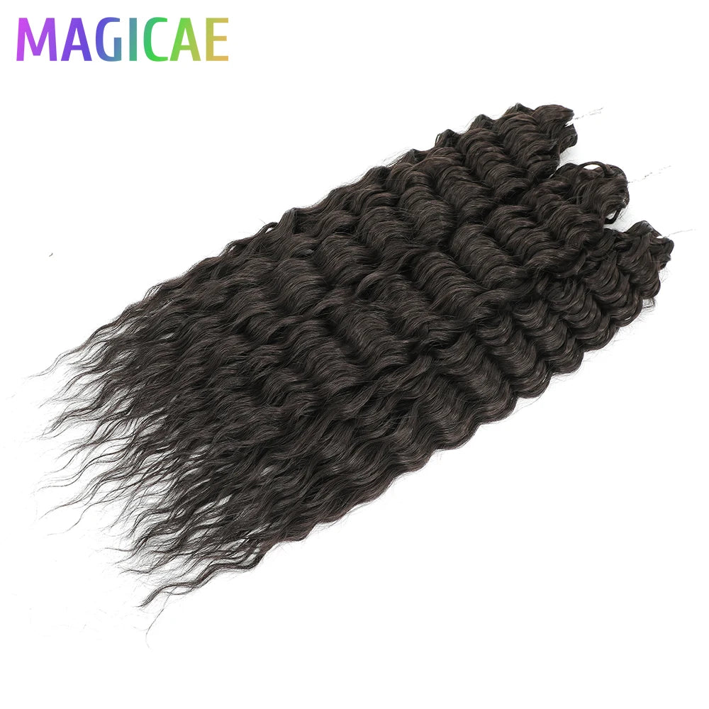 Magicae 3Pcs 300Grams 24Inches Ariel Deep Water Twist Crochet Braids Curly Hair Piano Blond P12/16/613 Brown6# Grey 58# Bundles