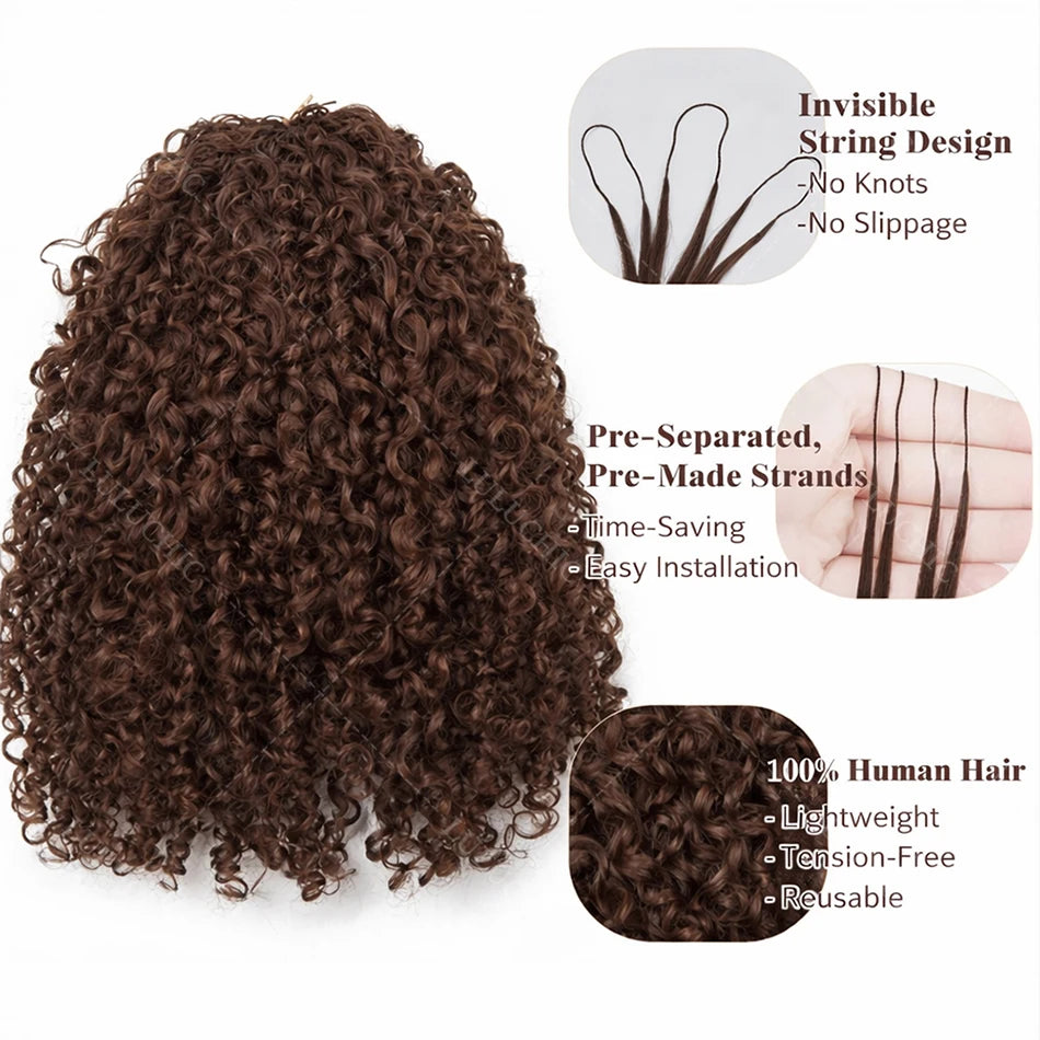 12A Dark Brown Feather Crochet Human Hair Extension For Braid Kinky Curly PreSeparated Knotless Small Spirals Curly Crochet Hair