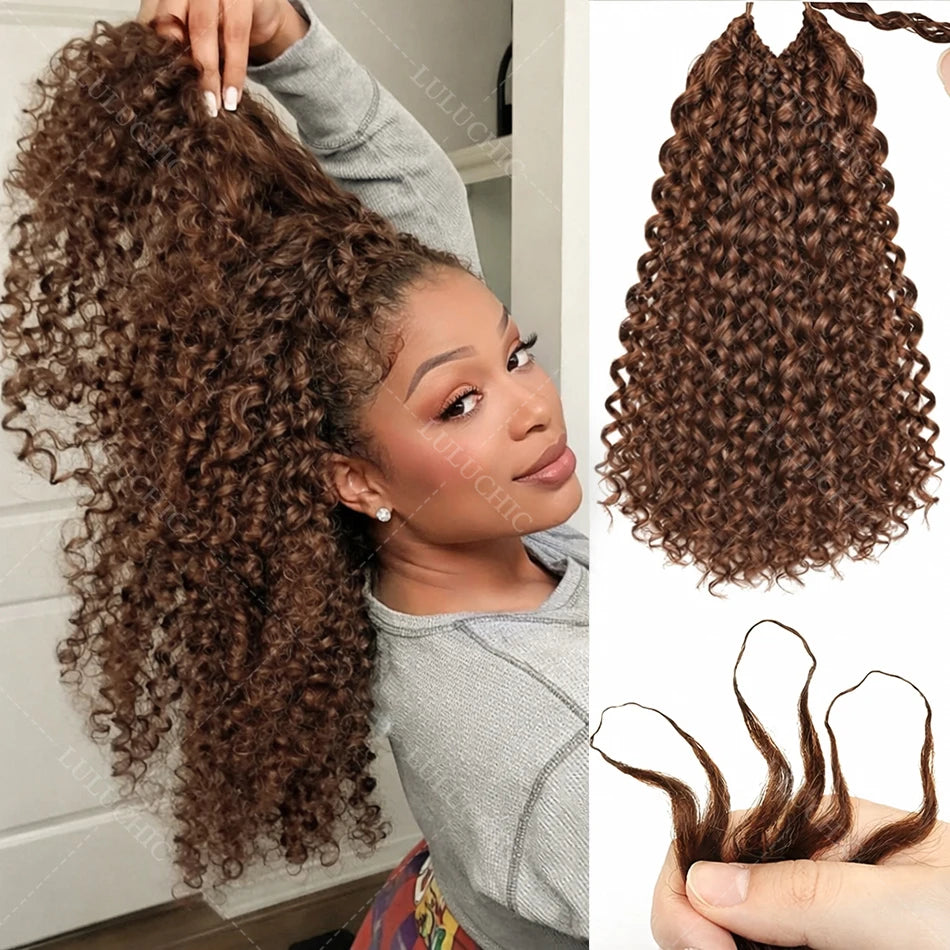 12A Dark Brown Feather Crochet Human Hair Extension For Braid Kinky Curly PreSeparated Knotless Small Spirals Curly Crochet Hair
