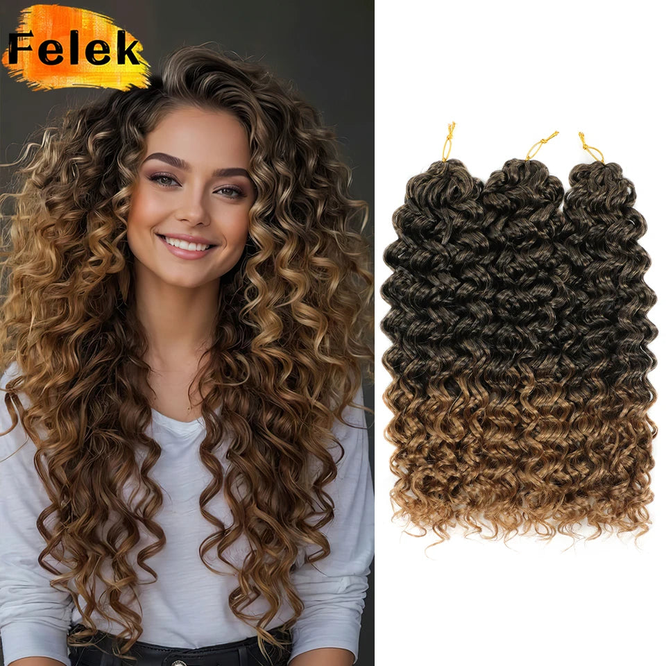 Ombre Brown GoGo Curl Braiding Hair Extensions Burgundy Synthetic Water Wave Crochet Braids For Women 18 22 Inch Red Afro Curls