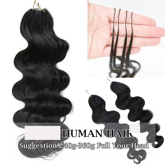 Body Wave Crochet Pre-Separated Human Hair For Women Extensions Knotless With Invisible String Reusable Feather Crochet Hair
