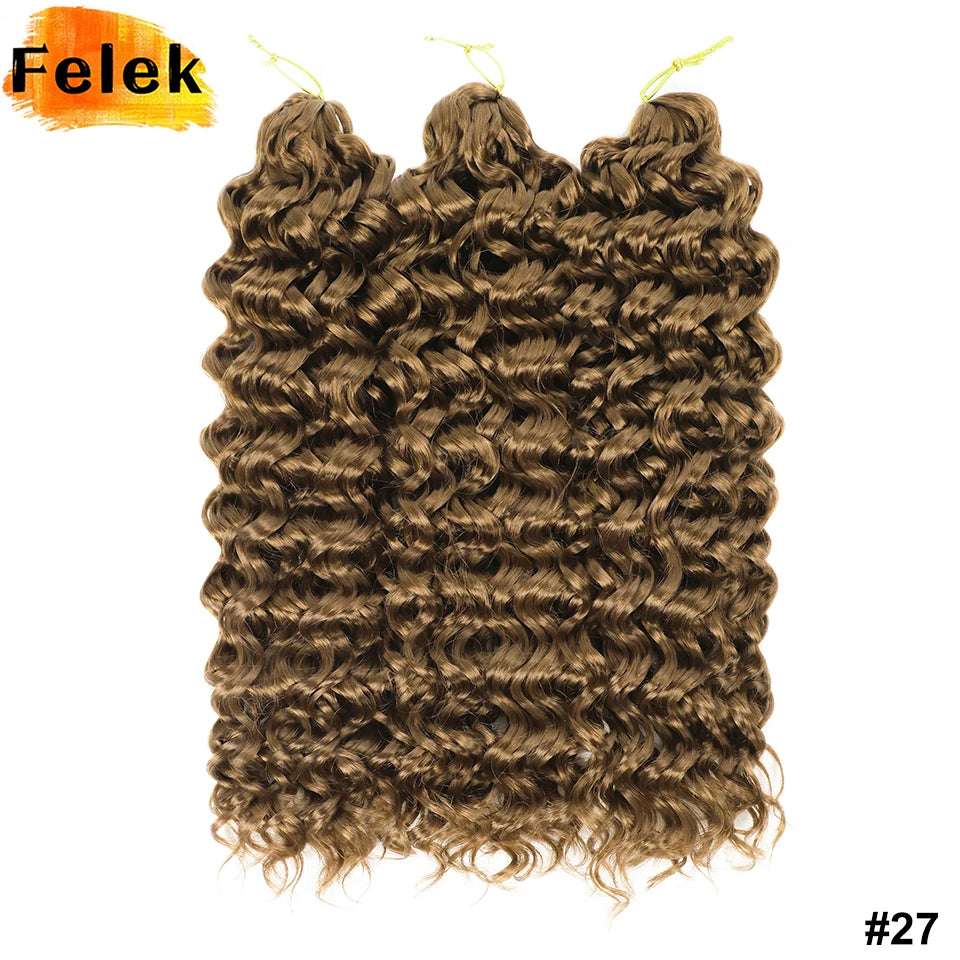 Ombre Brown GoGo Curl Braiding Hair Extensions Burgundy Synthetic Water Wave Crochet Braids For Women 18 22 Inch Red Afro Curls