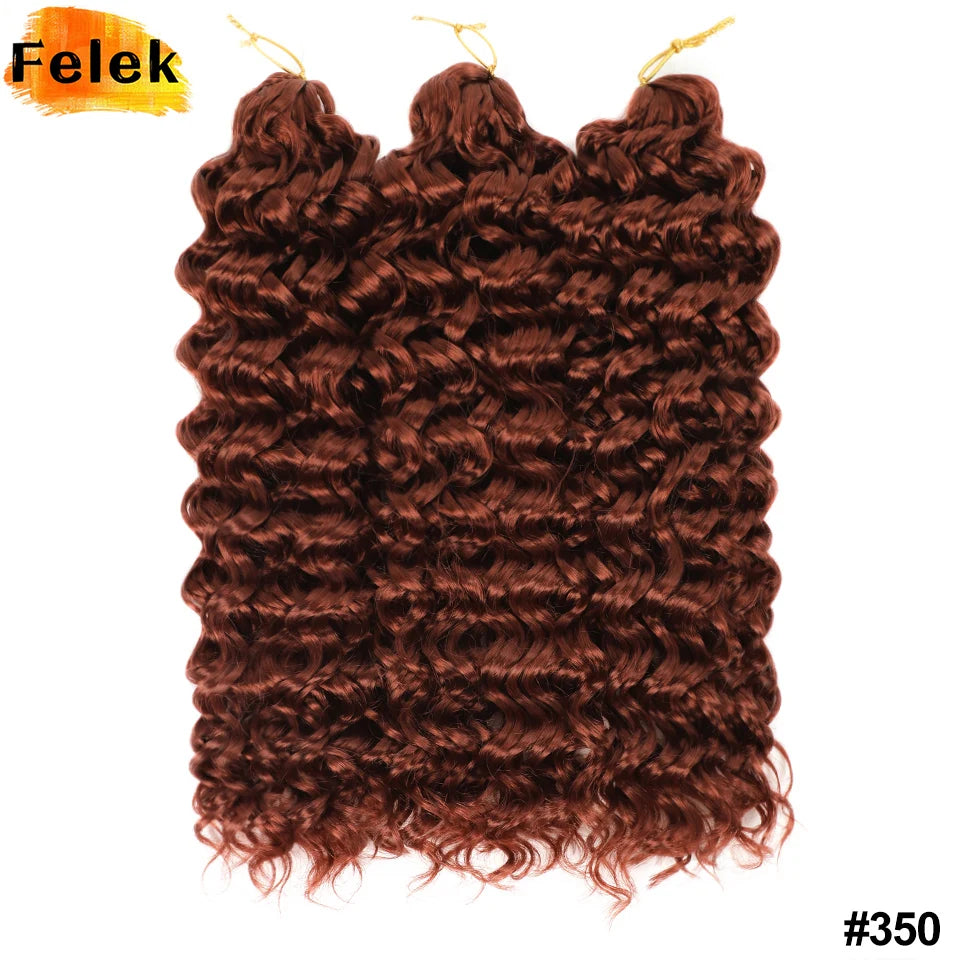 Ombre Brown GoGo Curl Braiding Hair Extensions Burgundy Synthetic Water Wave Crochet Braids For Women 18 22 Inch Red Afro Curls