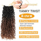 8"Yanky Twist Crochet Hair Pre-Looped Ombre Brown Synthetic Crochet Hair with Curly Ends Yank Twist Crochet Hair For Black Women