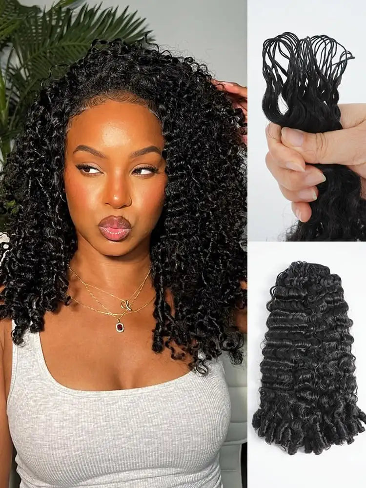 Burmese Curly Body Wave Feather Crochet For Pre-Separated Invisible Knotless Crochet Hair Kinky Straight Human Hair Extensions