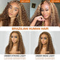 Honey Blonde Deep Wave Glueless Wigs Human Hair Pre Cut Highlight Wear and Go Curly Wigs for Women Ombre HD Lace Front Wig