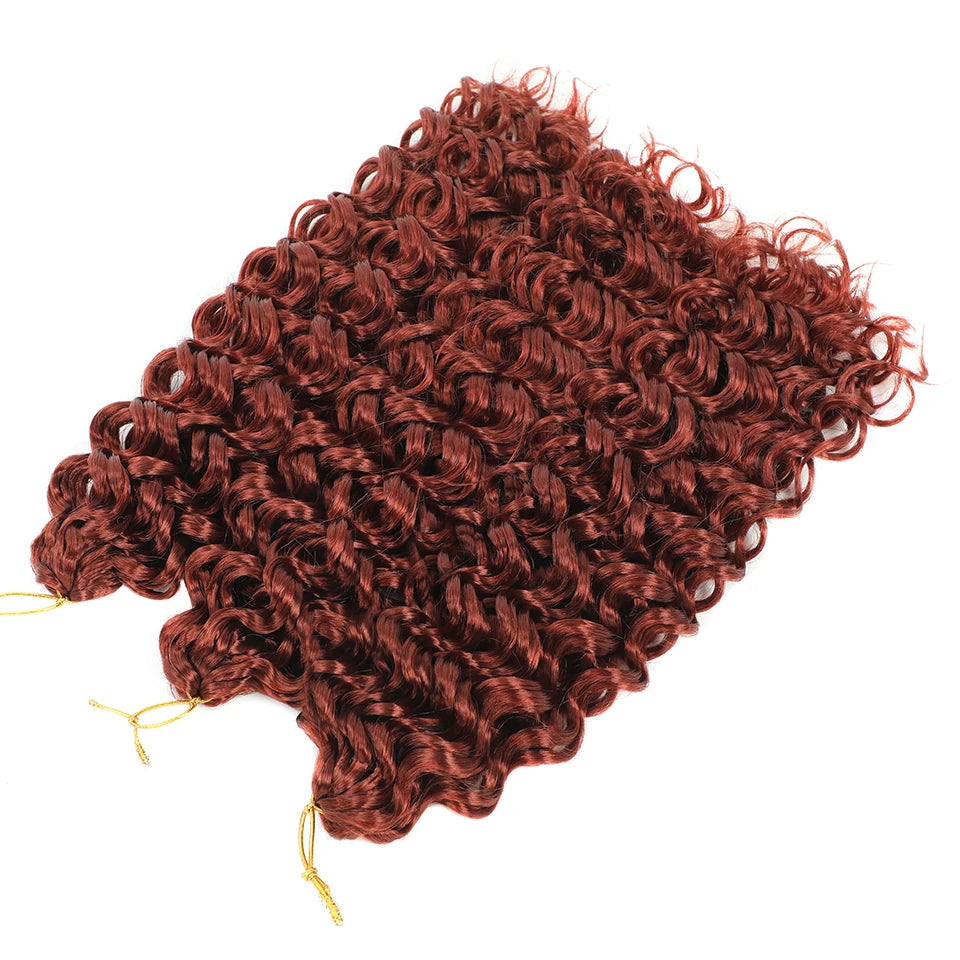 Ombre Brown GoGo Curl Braiding Hair Extensions Burgundy Synthetic Water Wave Crochet Braids For Women 18 22 Inch Red Afro Curls