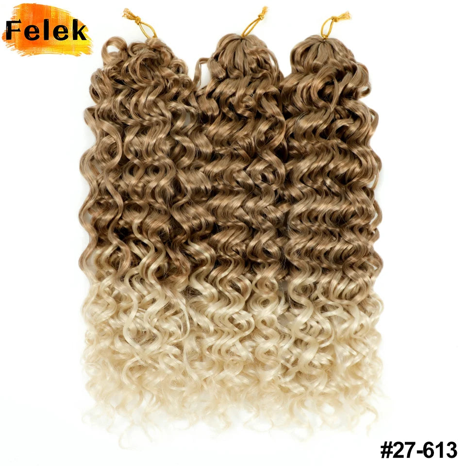 Ombre Brown GoGo Curl Braiding Hair Extensions Burgundy Synthetic Water Wave Crochet Braids For Women 18 22 Inch Red Afro Curls