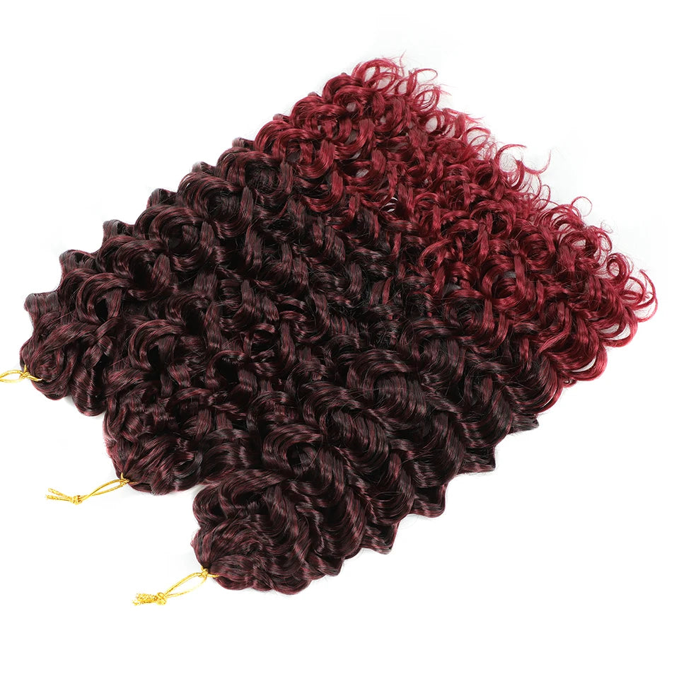 Ombre Brown GoGo Curl Braiding Hair Extensions Burgundy Synthetic Water Wave Crochet Braids For Women 18 22 Inch Red Afro Curls