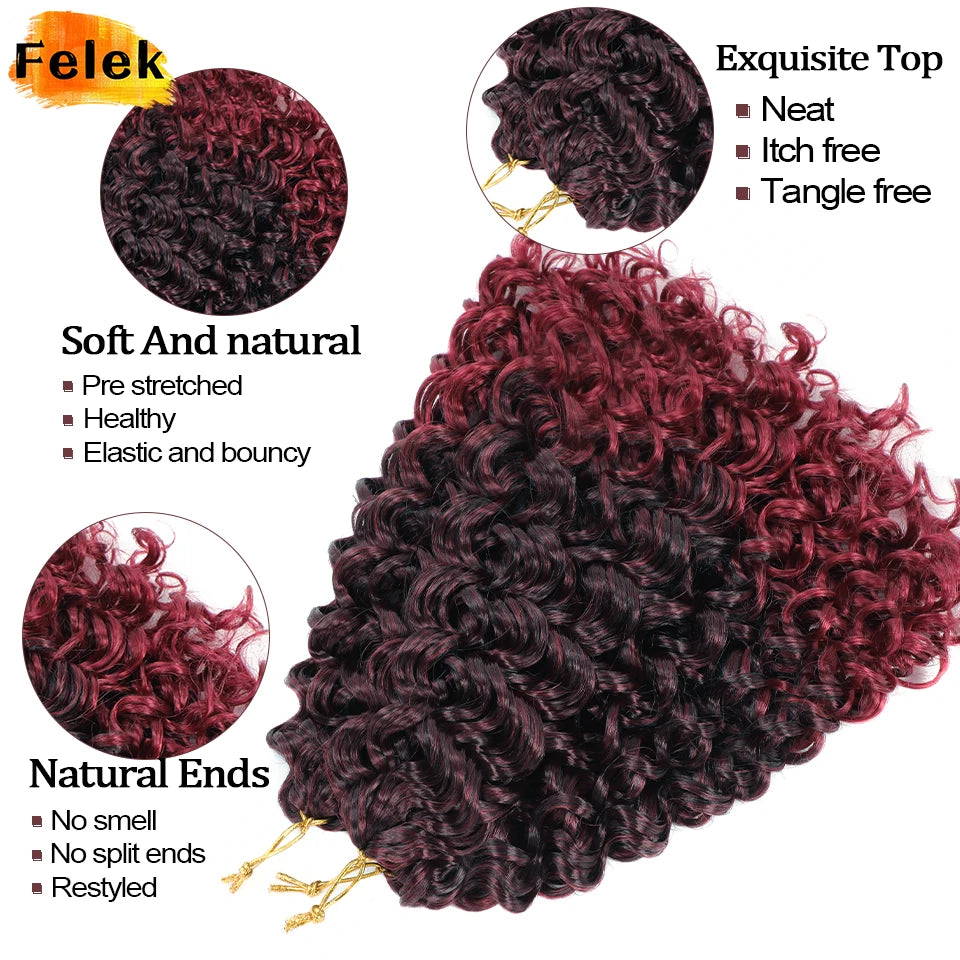 Ombre Brown GoGo Curl Braiding Hair Extensions Burgundy Synthetic Water Wave Crochet Braids For Women 18 22 Inch Red Afro Curls