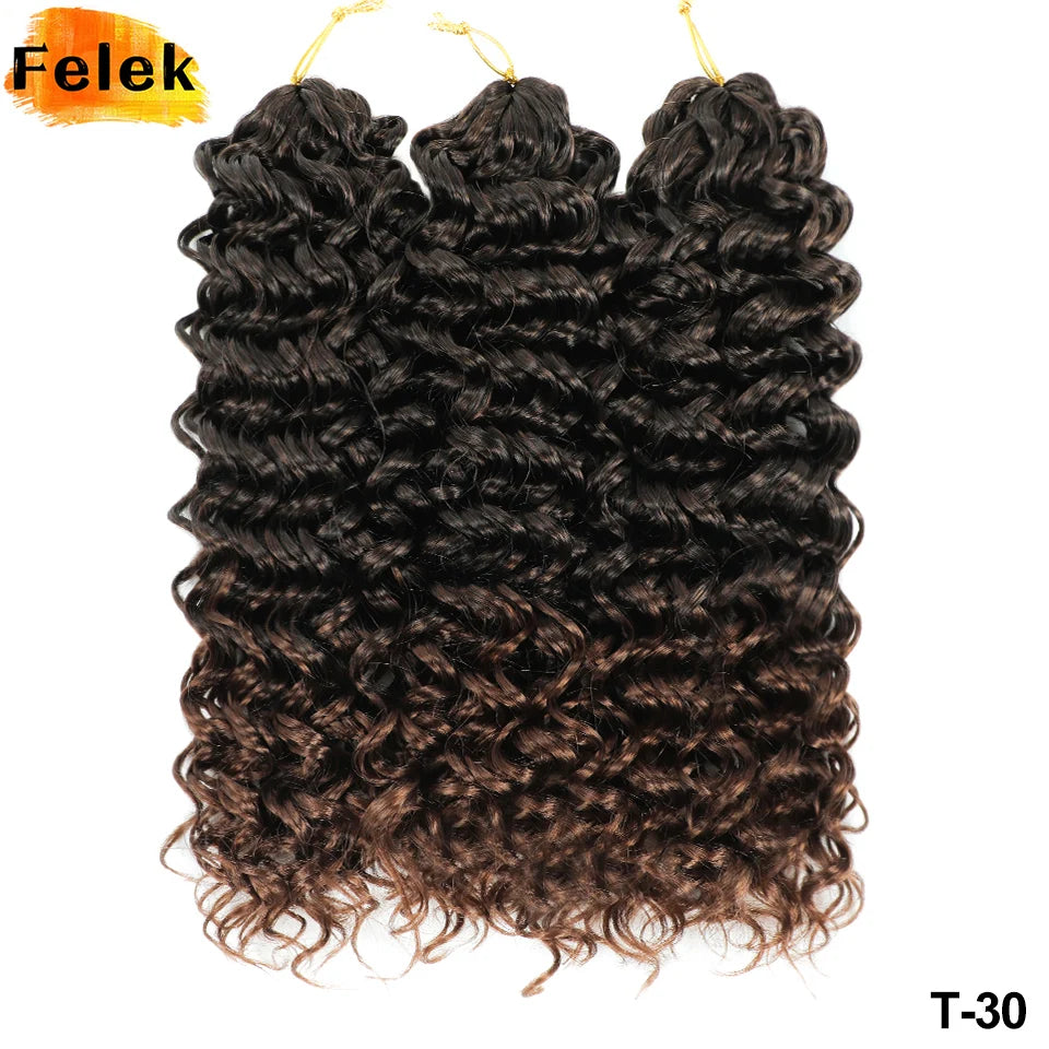 Ombre Brown GoGo Curl Braiding Hair Extensions Burgundy Synthetic Water Wave Crochet Braids For Women 18 22 Inch Red Afro Curls
