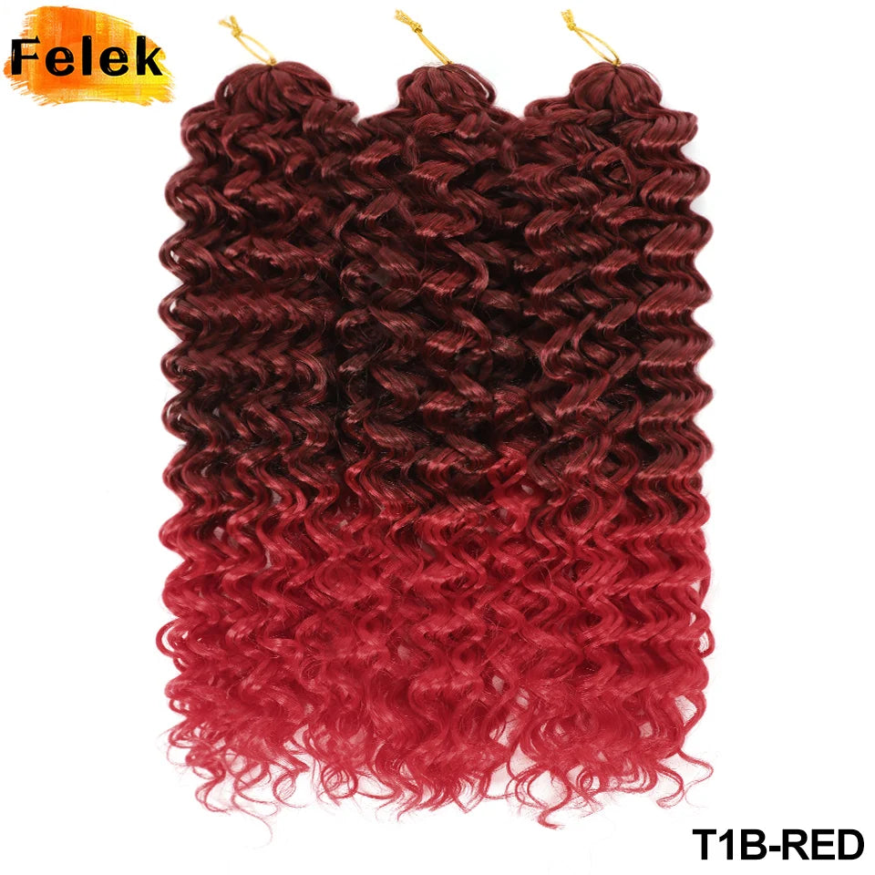 Ombre Brown GoGo Curl Braiding Hair Extensions Burgundy Synthetic Water Wave Crochet Braids For Women 18 22 Inch Red Afro Curls