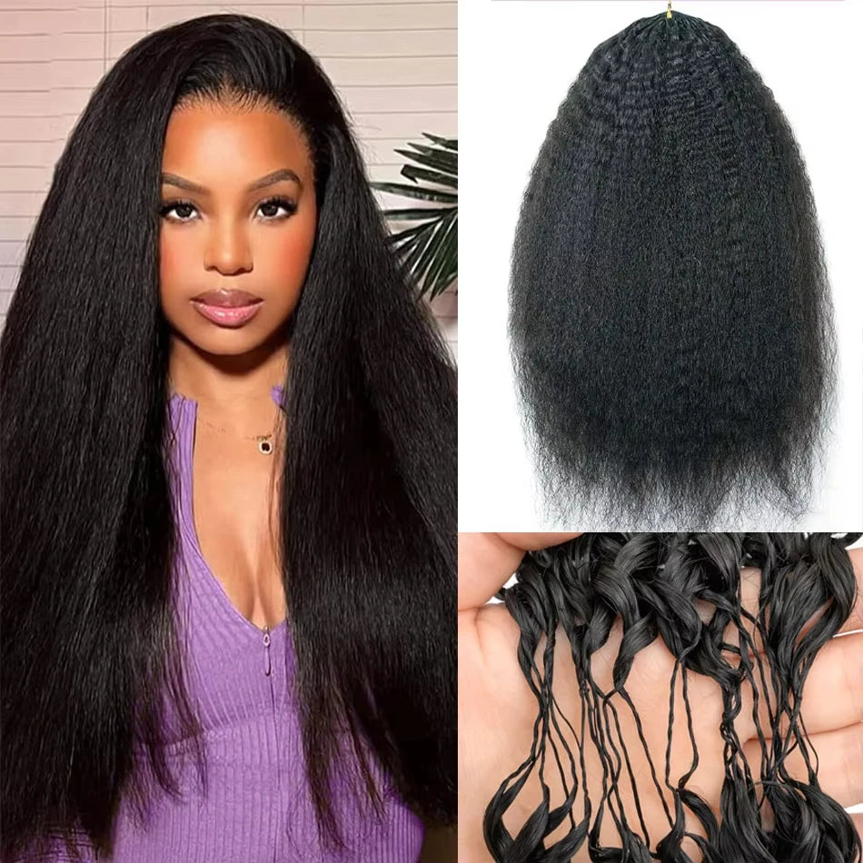 Burmese Curly Body Wave Feather Crochet For Pre-Separated Invisible Knotless Crochet Hair Kinky Straight Human Hair Extensions