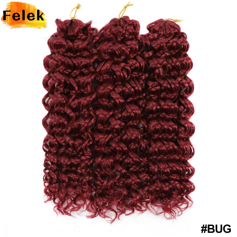 Ombre Brown GoGo Curl Braiding Hair Extensions Burgundy Synthetic Water Wave Crochet Braids For Women 18 22 Inch Red Afro Curls