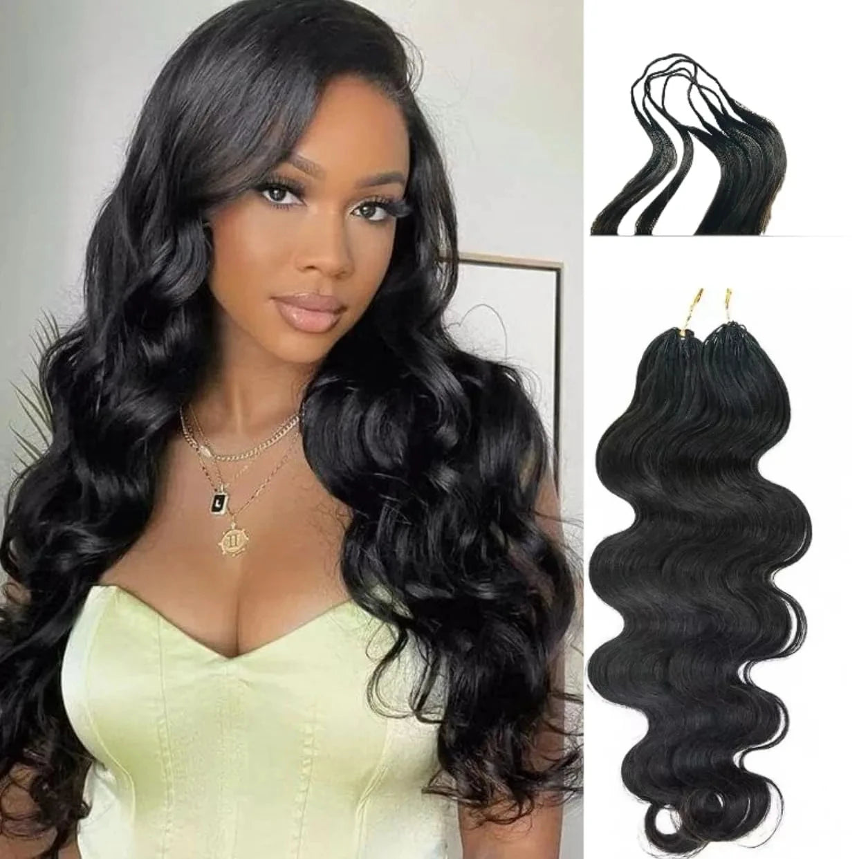 Body Wave Crochet Pre-Separated Human Hair For Women Extensions Knotless With Invisible String Reusable Feather Crochet Hair
