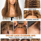 Honey Blonde Deep Wave Glueless Wigs Human Hair Pre Cut Highlight Wear and Go Curly Wigs for Women Ombre HD Lace Front Wig