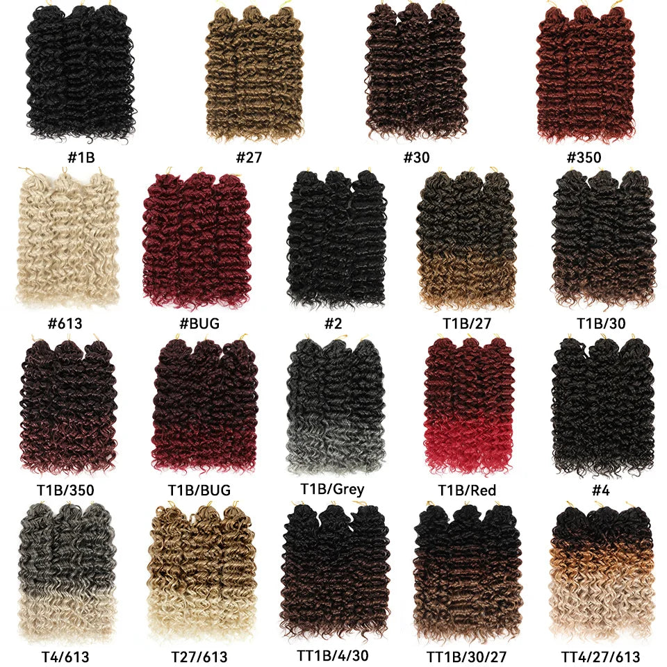 Ombre Brown GoGo Curl Braiding Hair Extensions Burgundy Synthetic Water Wave Crochet Braids For Women 18 22 Inch Red Afro Curls