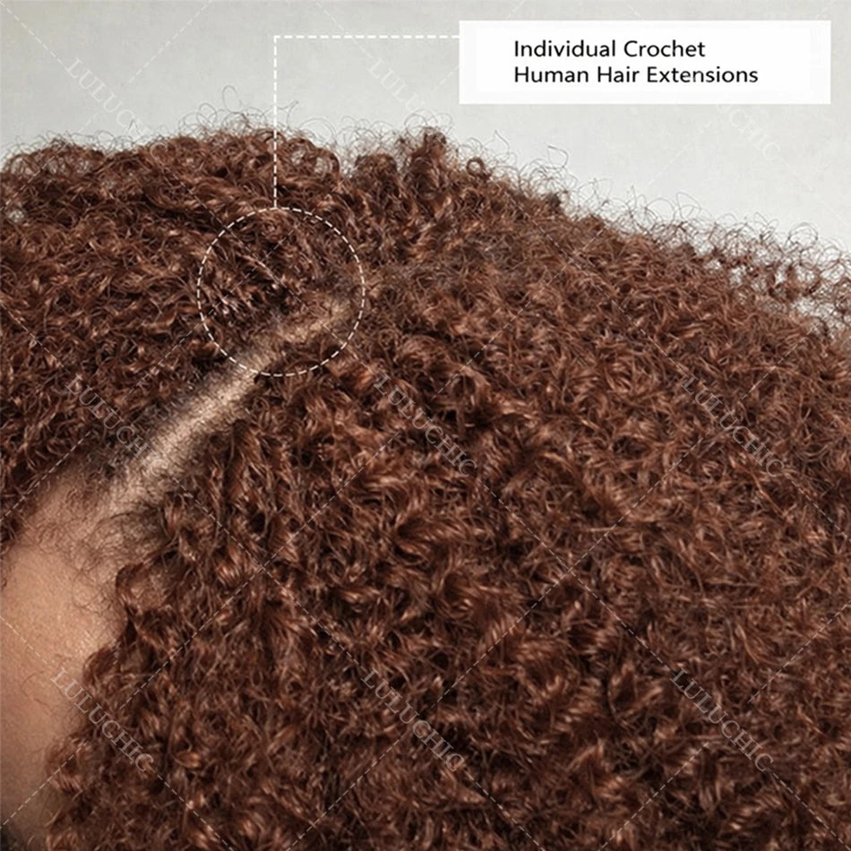 12A Dark Brown Feather Crochet Human Hair Extension For Braid Kinky Curly PreSeparated Knotless Small Spirals Curly Crochet Hair